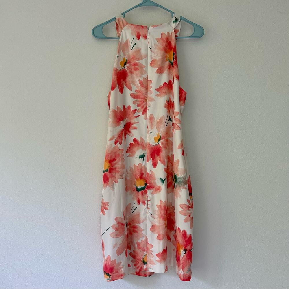 Donna Morgan Floral high neck halter colorful wedding guest mini party dress 10 - Picture 6 of 10